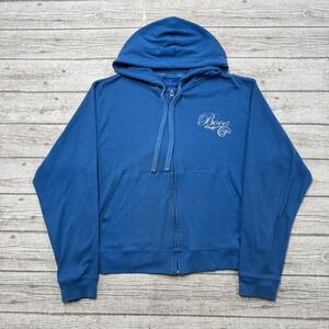 Y2K Boca Hoodie Women's Large Blue Loose Fit Athletic Sweatshirt Lounge Training